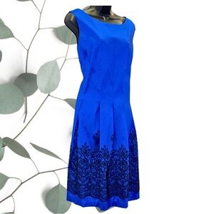 Chetta B Blue Pleated Midi Dress for Cocktail